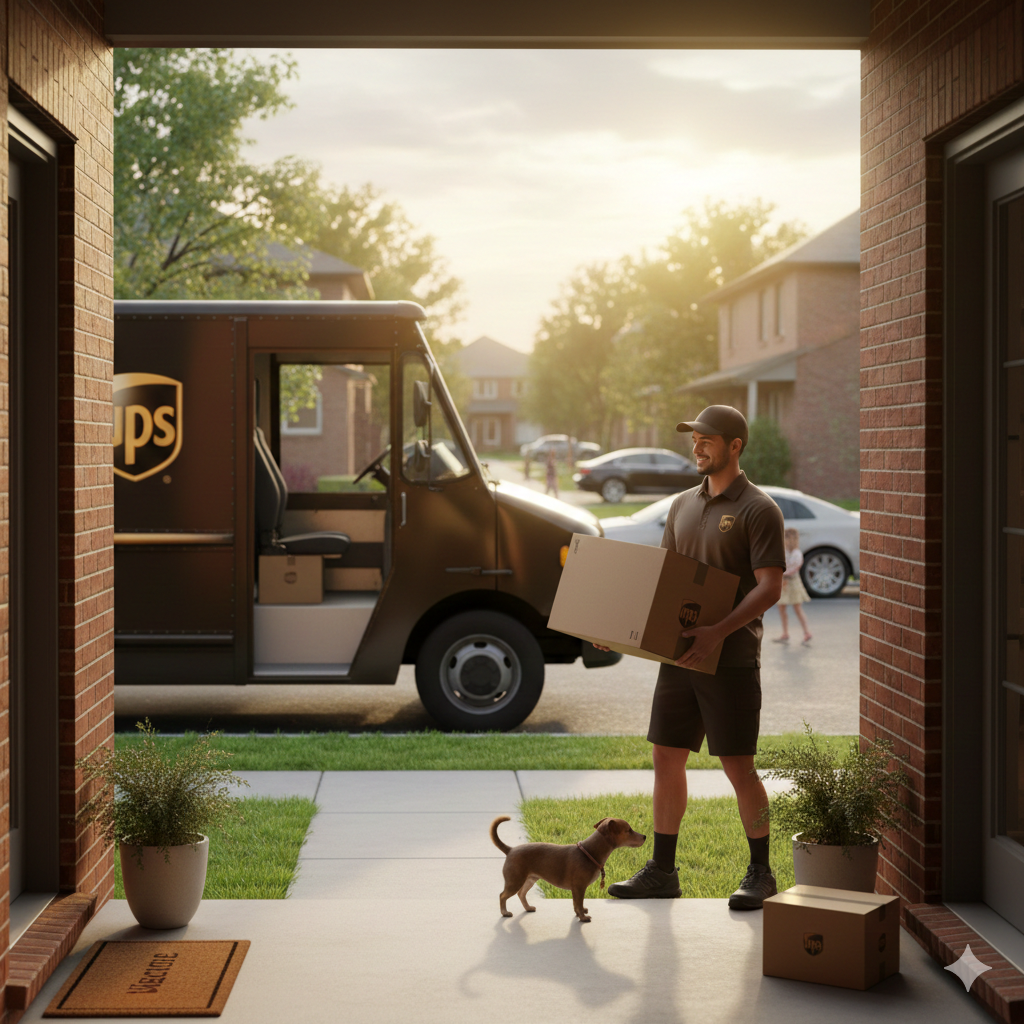UPS delivery person at doorstep